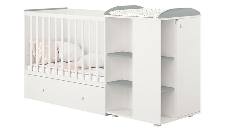 Кровать-трансформер детская с комодом POLINI Kids Ameli 800 Белый / Серый, серия AMELI в Туле - изображение 1