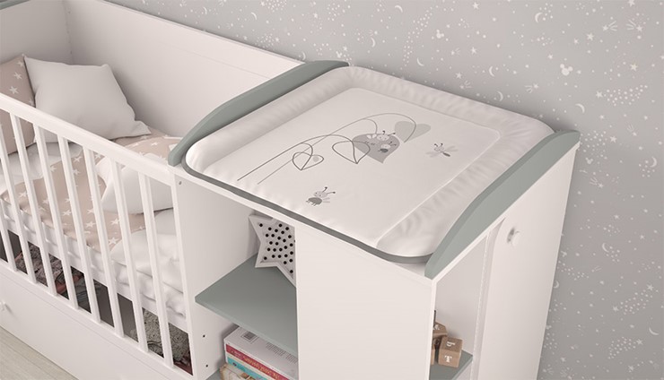 Кровать-трансформер детская с комодом POLINI Kids Ameli 800 Белый / Серый, серия AMELI в Туле - изображение 3