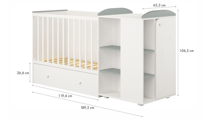 Кровать-трансформер детская с комодом POLINI Kids Ameli 800 Белый / Серый, серия AMELI в Туле - изображение 4