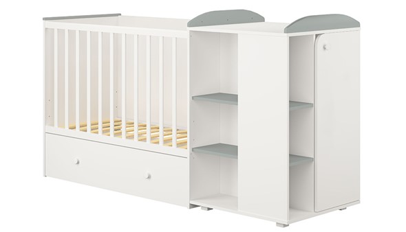 Кровать-трансформер детская с комодом POLINI Kids Ameli 800 Белый / Серый, серия AMELI в Туле - изображение
