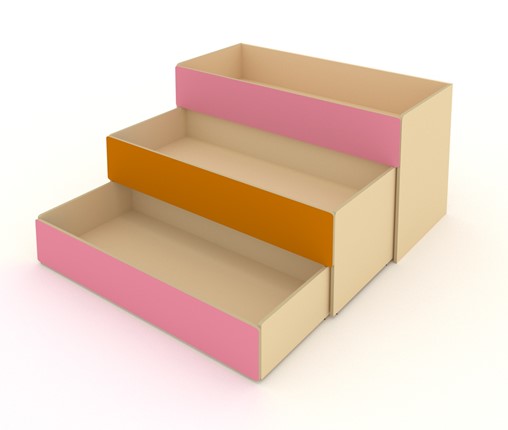 Детская кровать 3-х уровневая КД-3, Беж + Розовый + Оранжевый в Туле - изображение