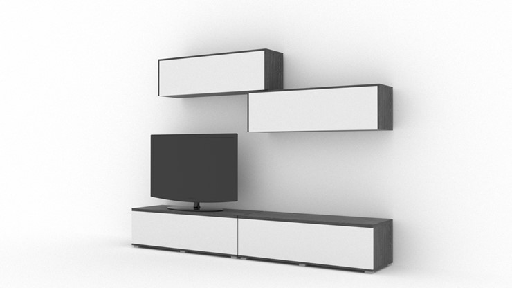Гостиный гарнитур Куб (Cube), цвет Белый софт, Черный ясень в Туле - изображение 1