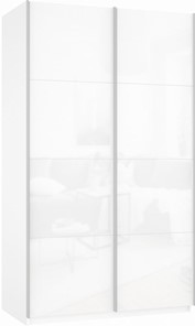 Шкаф 2-створчатый Прайм (Белое стекло/Белое стекло) 1400x570x2300, белый снег в Туле