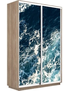 Шкаф 2-х дверный Экспресс 1400x600x2400, Морские волны/дуб сонома в Туле