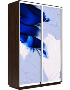 Шкаф двухдверный Экспресс 1600x450x2200, Абстракция бело-голубая/венге в Туле