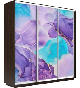 Шкаф 3-дверный Экспресс 2100х450х2400, Абстракция фиолетовая/венге в Туле