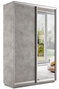 Шкаф 2-дверный Экспресс (ДСП/Зеркало) 1400х450х2400, бетон в Туле