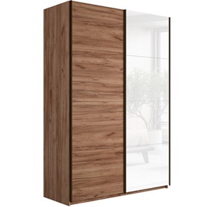 Шкаф 2-дверный Прайм (ДСП/Белое стекло) 1400x570x2300, Крафт табачный в Туле