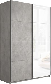Шкаф 2-х створчатый Прайм (ДСП/Белое стекло) 1600x570x2300, бетон в Туле