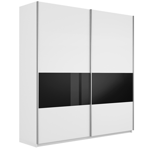 Шкаф 2-дверный Широкий Прайм (ДСП / Черное стекло) 2200x570x2300, Белый снег в Туле
