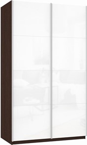 Шкаф 2-х створчатый Прайм (Белое стекло/Белое стекло) 1400x570x2300, венге в Туле