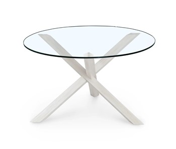 Круглый стол Оникс-3, Выбеленный дуб/Прозрачное стекло в Туле