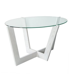 Овальный стол Оникс-6, Выбеленный дуб/Прозрачное стекло в Туле