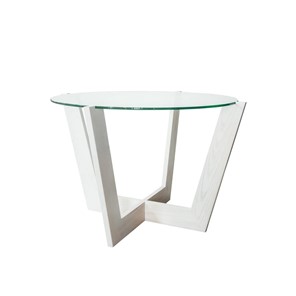 Круглый стол Оникс-10, Выбеленный дуб/Прозрачное стекло в Туле