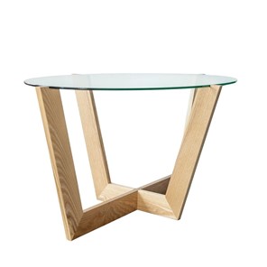 Овальный столик Оникс-6, Натуральный массив/Прозрачное стекло в Туле