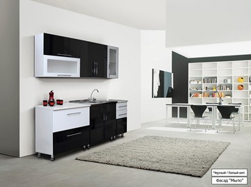 Кухонный гарнитур Мыло 224 2000х918, цвет Черный/Белый металлик в Туле