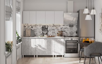 Готовый кухонный гарнитур КГ-1 1800, белый/белый/цемент светлый/антарес в Туле