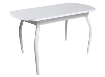 Обеденный стол ПГ-06 ЛДСП, белый ЛДСП/32 гнутые крашеные металл белый в Туле