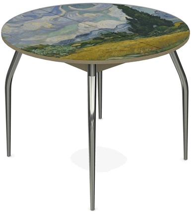 Кухонный раскладной стол Ривьера исп. круг хром №5 (Exclusive h254/белый) в Туле - изображение