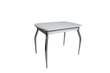 Кухонный раздвижной стол ПГ-01СТ белое/белое/хром фигурные в Туле - предосмотр