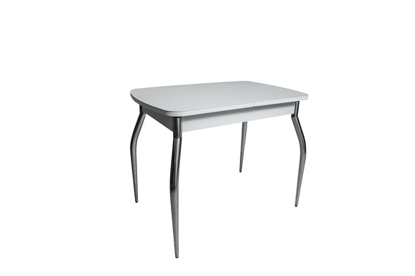 Кухонный раздвижной стол ПГ-01СТ белое/белое/хром фигурные в Туле - изображение
