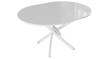 Обеденный раздвижной стол Diamond тип 3 (Белый муар/Белый глянец) в Туле - предосмотр 1