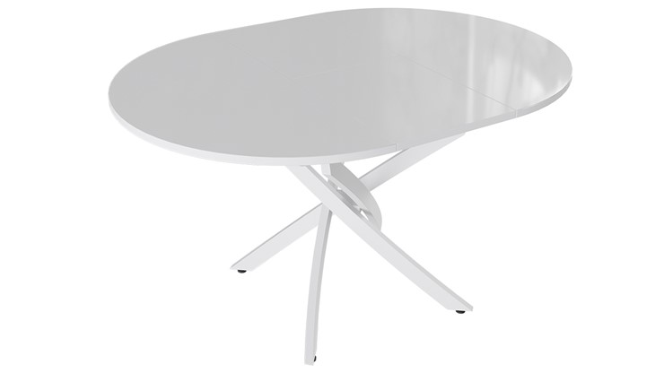 Обеденный раздвижной стол Diamond тип 3 (Белый муар/Белый глянец) в Туле - изображение 1