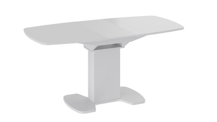 Кухонный стол раскладной Портофино (СМ(ТД)-105.02.11(1)), цвет Белый глянец/Стекло белое в Туле - изображение 1