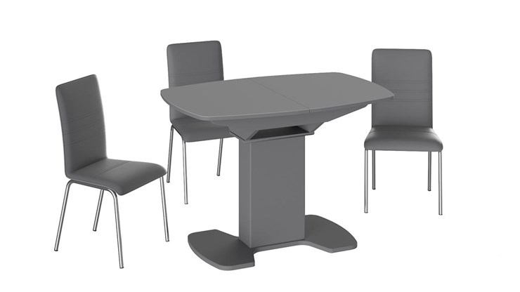 Кухонный раздвижной стол Портофино (СМ(ТД)-105.01.11(1)), цвет Серое/Стекло серое матовое LUX в Туле - изображение 2