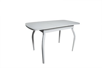 Кухонный раздвижной стол ПГ-01СТ белое/белое/хром фигурные в Туле - предосмотр 1