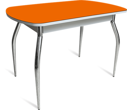 Стол ПГ-04 СТ белое/оранжевое/хром фигурные в Туле - изображение