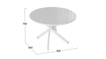 Кухонный стол Diamond тип 2 (Белый муар/Белый глянец) в Туле - предосмотр 1