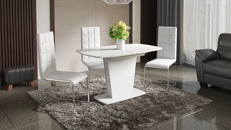 Кухонный стол раскладной Честер тип 2, цвет Белый/Стекло белый глянец в Туле - изображение 2