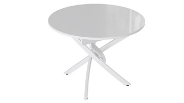 Обеденный круглый стол Diamond тип 3 (Белый муар/Белый глянец) в Туле