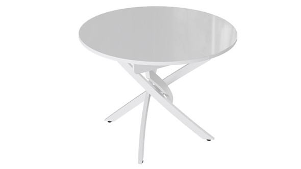 Обеденный раздвижной стол Diamond тип 3 (Белый муар/Белый глянец) в Туле - изображение