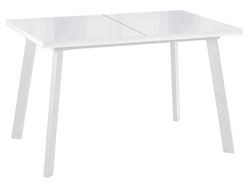 Кухонный стол раскладной Dikline HBS120 Стекло белое/ножки белые в Туле