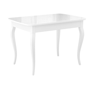 Кухонный стол раскладной Dikline M110 Белый/стекло белое глянец/ножки MC белые в Туле