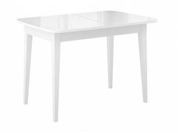 Кухонный раскладной стол Dikline M110 Белый/стекло белое глянец/ножки MM белые в Туле