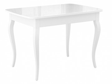 Кухонный стол раздвижной Dikline M120 Белый/стекло белое глянец/ножки MC белые в Туле