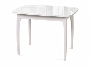 Кухонный раздвижной стол Dikline M40 стекло белое/ножки белые в Туле