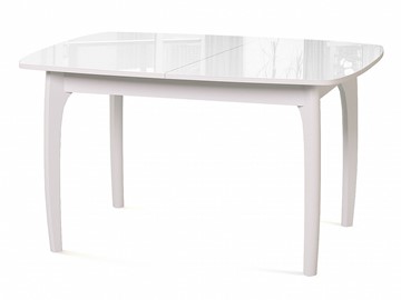 Кухонный раздвижной стол Dikline M20 стекло белое/ножки белые в Туле