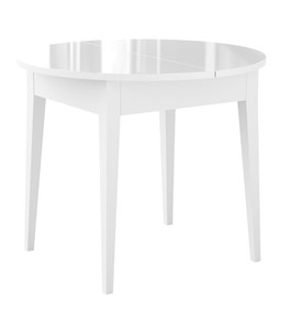 Кухонный раскладной стол Dikline MR100 Белый/стекло белое глянец/ножки MM белые в Туле