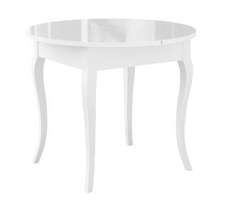 Кухонный стол раздвижной Dikline MR100 Белый/стекло белое глянец/ножки MC белые в Туле
