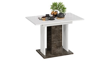 Кухонный стол раскладной Кёльн тип 1 (Ателье темный, Белый, Стекло Белый глянец) в Туле
