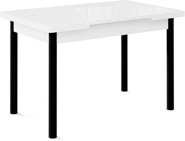 Кухонный раскладной стол Милан-1 EVO, ноги металлические черные, стекло белое/серый в Туле