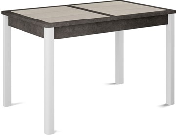 Кухонный раздвижной стол Ницца-1 ПЛ (ноги белые, плитка бежевая/серый камень) в Туле
