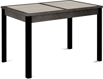 Кухонный стол раскладной Ницца-1 ПЛ (ноги черные, плитка бежевая/серый камень) в Туле