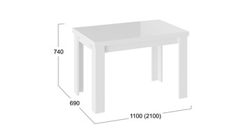 Кухонный стол раскладной Норман тип 1, цвет Белый/Стекло белый глянец в Туле - предосмотр 2
