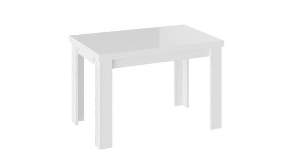Кухонный стол раскладной Норман тип 1, цвет Белый/Стекло белый глянец в Туле - изображение