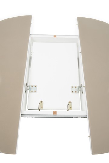 Обеденный раздвижной стол Ривьера исп. круг хром №5 (стекло белое/черный) в Туле - изображение 3